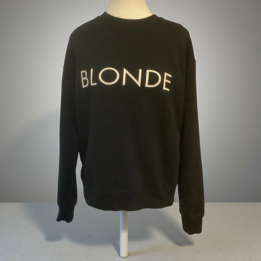 BRUNETTE THE LABEL BLONDE CREWNECK LONG SLEEVE SWEATER IN BLACK/ Size S/M